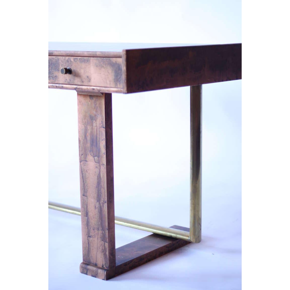 Wick Design Patinated Copper Painted Mid Century Desk Wick Design