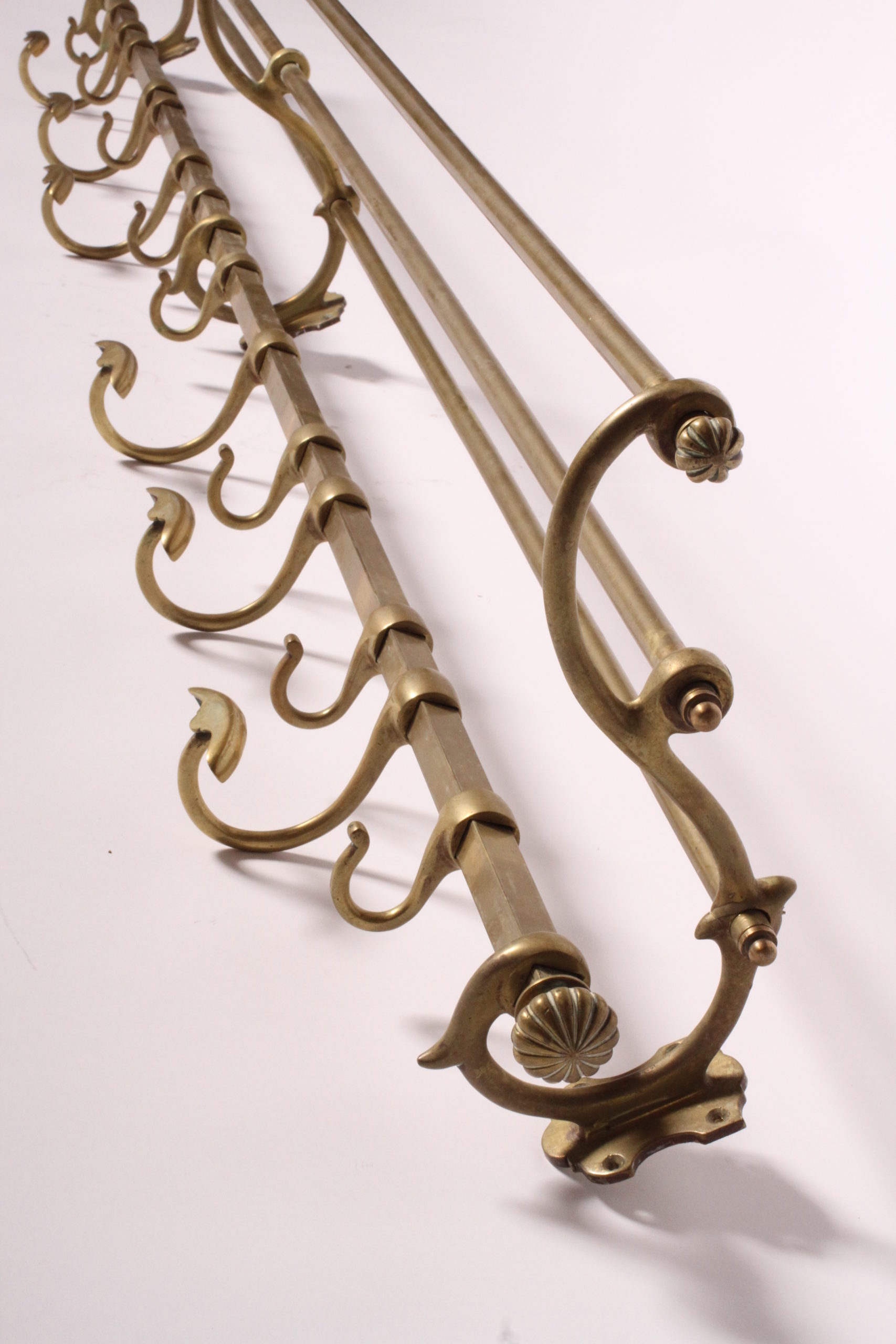 Wick Design 1900's Vintage Brass Wall Mounted Train Luggage and Coat Rack -  Wick Design